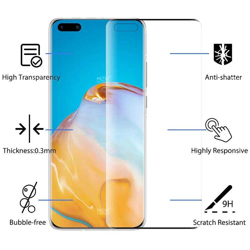 Защитное стекло 2 в 1 для huawei p40 pro lite Защитная пленка экрана камеры huwei p 40 plus light 40pro +