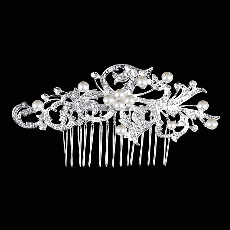 Свадебная расческа стразы для волос Шарм с кристаллами цветочный жемчуг