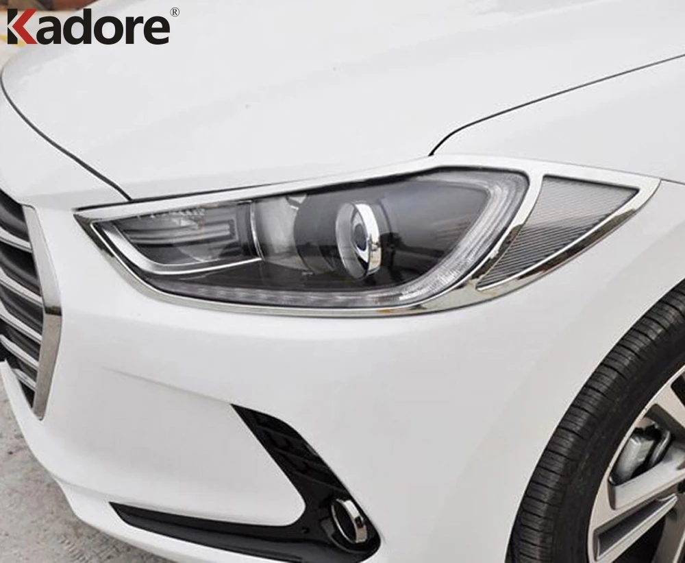 Накладки на передние фары для Hyundai Elantra Avante 6-го поколения 2016 2017 АБС-пластик хром 2