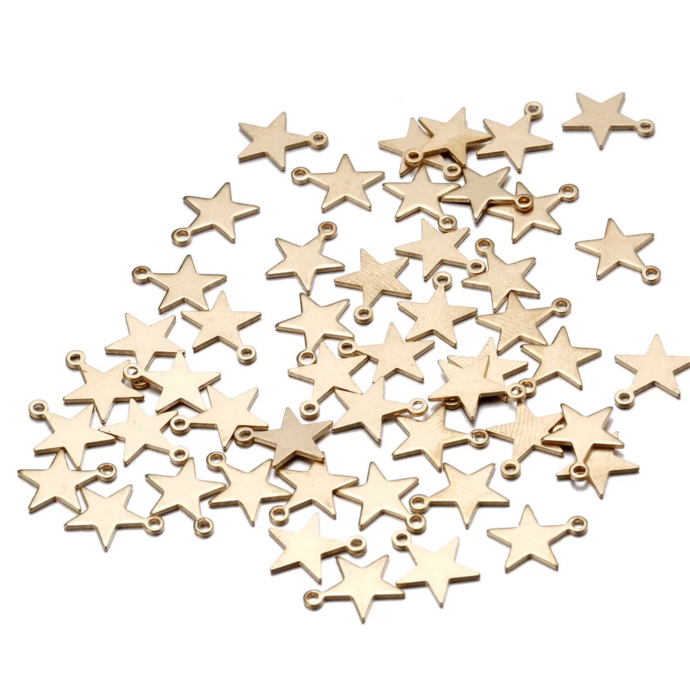 20 шт./лот простые латунные подвески в виде пятиконечной звезды подходят для