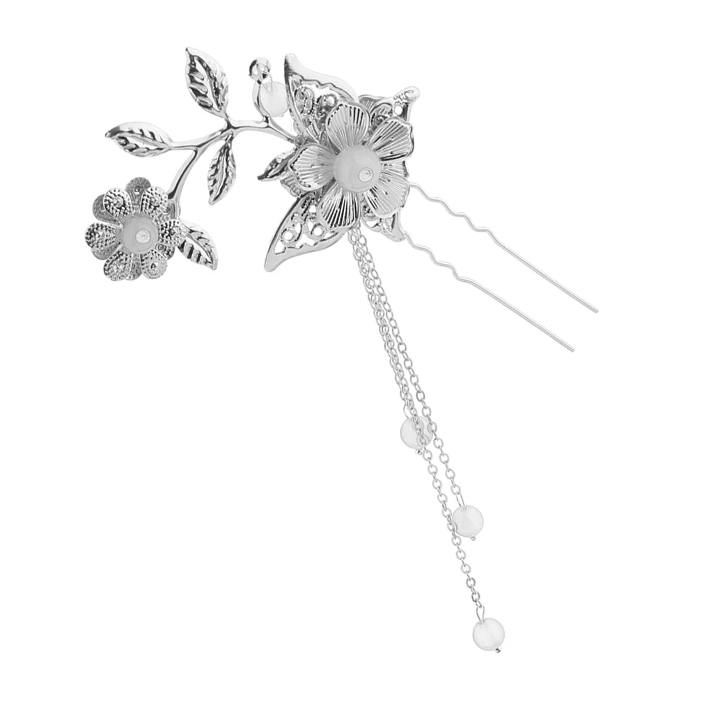 Нефритовый шарик цветок заколка для волос канзаши клип Классическая ханьфу