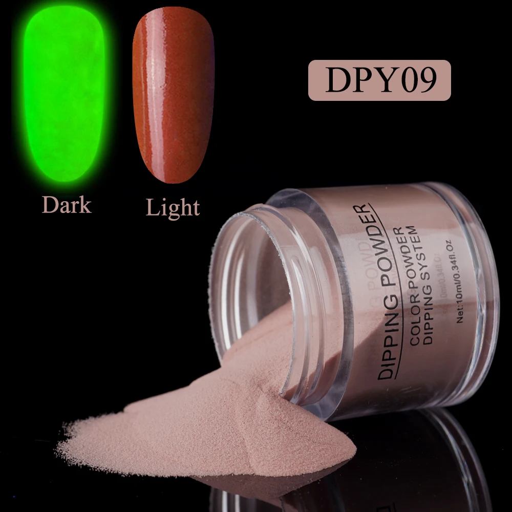 DPY-09 YAYOGE 10 цветов светящийся порошок для ногтей Блеск для ногтей светится в темноте погружающийся порошок светящийся порошок DIY Дизайн ногтей - Цвет: DPY-09