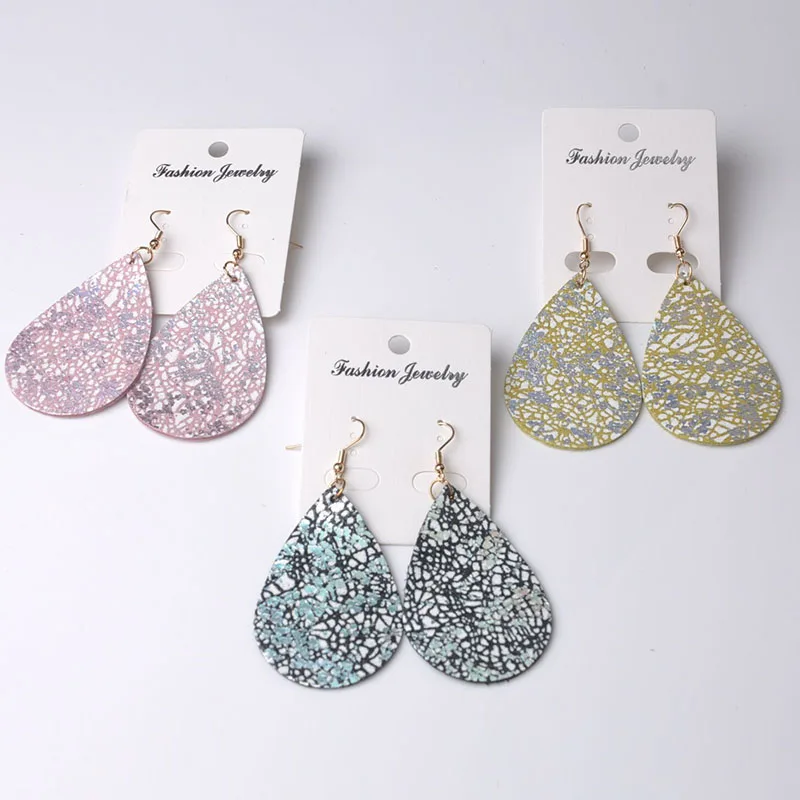 Cpop блестящие серьги из натуральной кожи для женщин Подвесные модные ювелирные