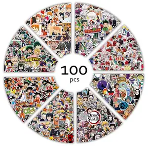 100pcs anime stickers demon slayer hunter x graffiti diy luggage laptop skateboard phone decal sticker toys free global shipping