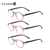 clasaga 3 pack reading glasses fashion 2022 men women with round frame spring hinges hd presbyopia optical eyeglasses 060