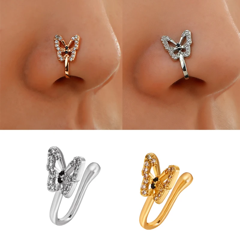 

Personalized U-shaped Fake Nose Ring Amazon Diamond-studded Butterfly Nose Nails Non-hole Nose Clip Piercing Jewelry