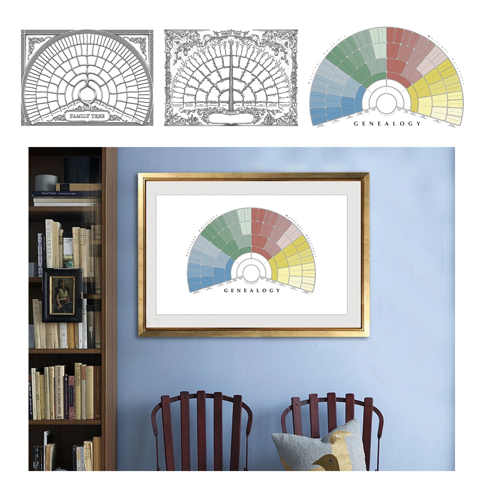 Большая Персонализированная диаграмма семейного дерева Заполняемая форма