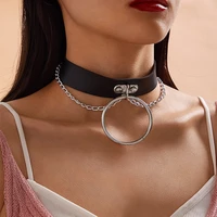new personality goth style buckle belt circle necklace for women punk choker necklace trendy vintage necklaces jewelry gift