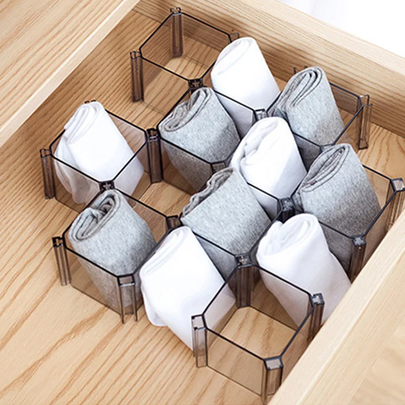 

6pcs Adjustable Divider Storage Boxes Underwear Closet Drawer Divider Closet Organizer Storage Box For Ties Socks Bra Bedroom