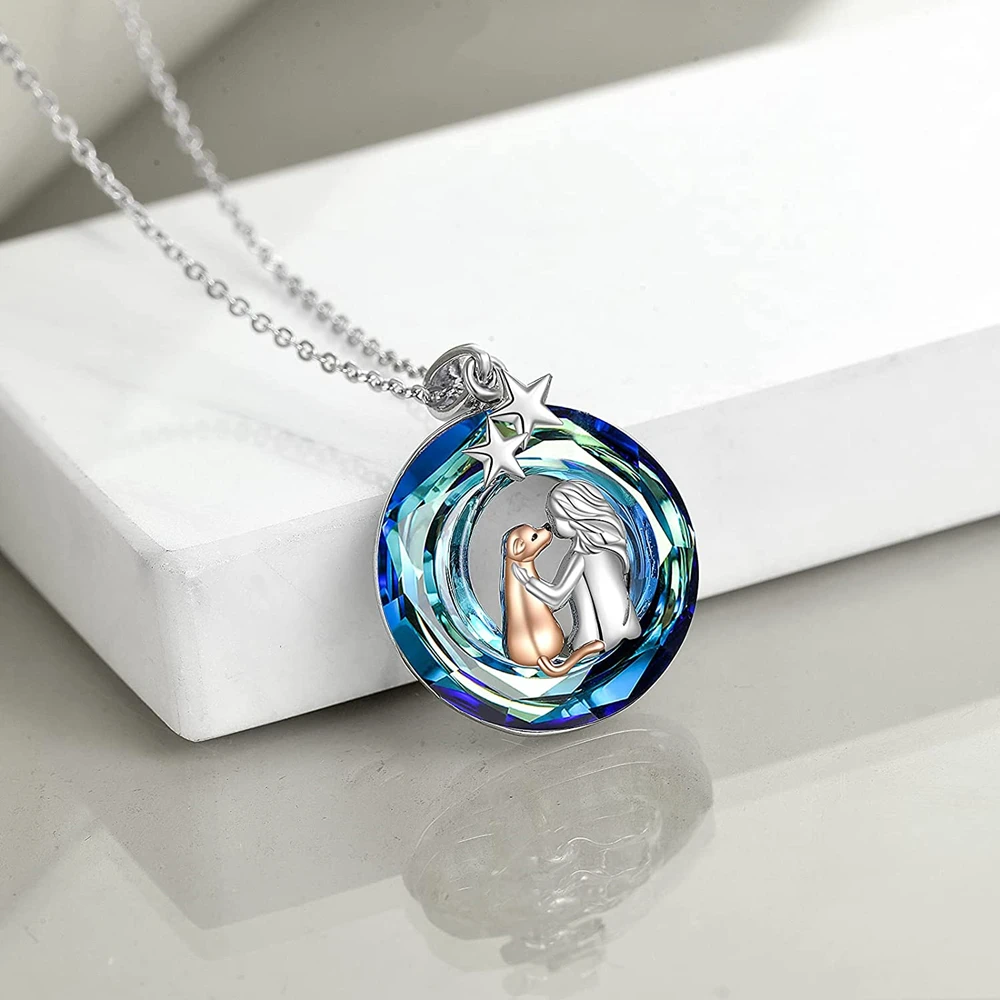 бижутерия для женщин 2022 Ожерелье с собакой из натурального сверкающего круглого