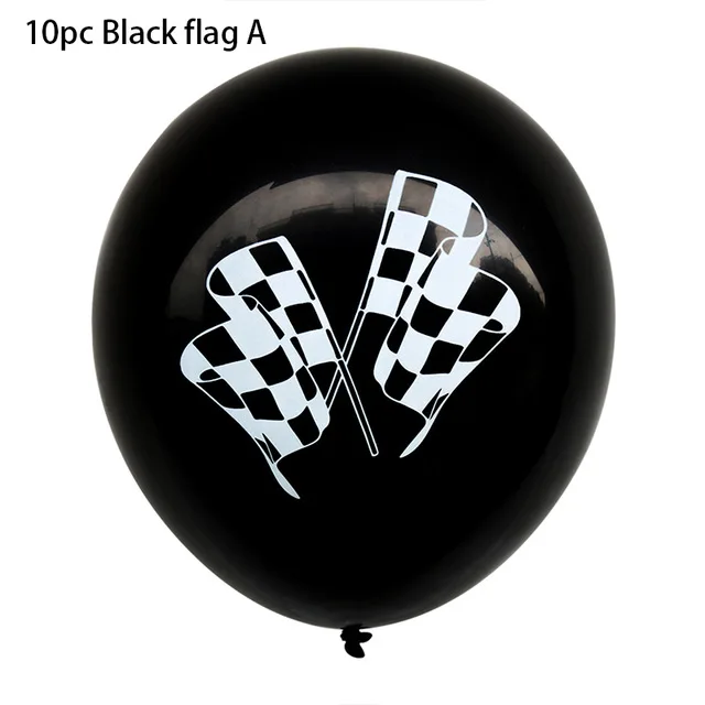 10pcs black balloon Черно-белая клетчатая одноразовая посуда, набор бумажные тарелки и стаканы, шахматы, клетчатые, для дня рождения, вечеринки, для детского душа, украшения для детей - Цвет: 10pcs black balloon