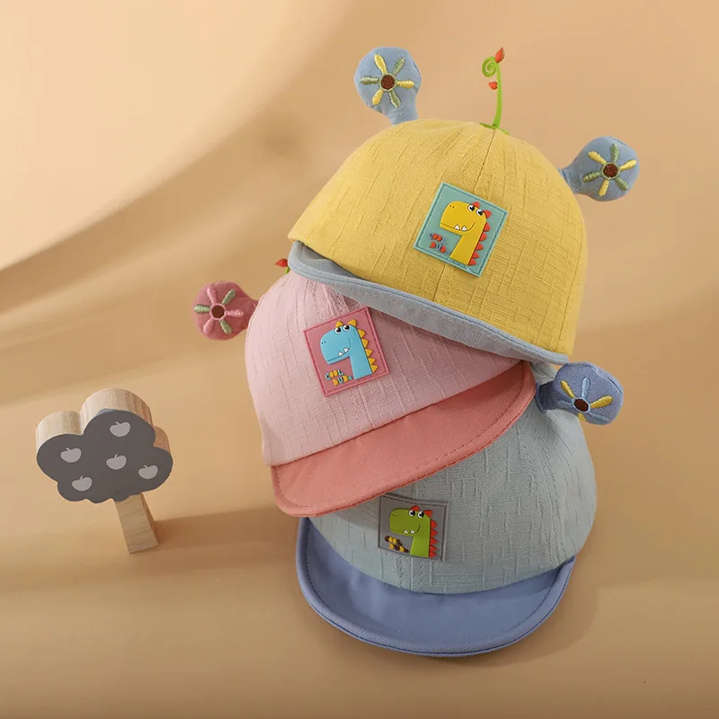 

Мультяшная хлопковая кепка для мальчиков и девочек, бейсболки с маленьким динозавром, мягкая детская шапка для новорожденных, детские шапк...