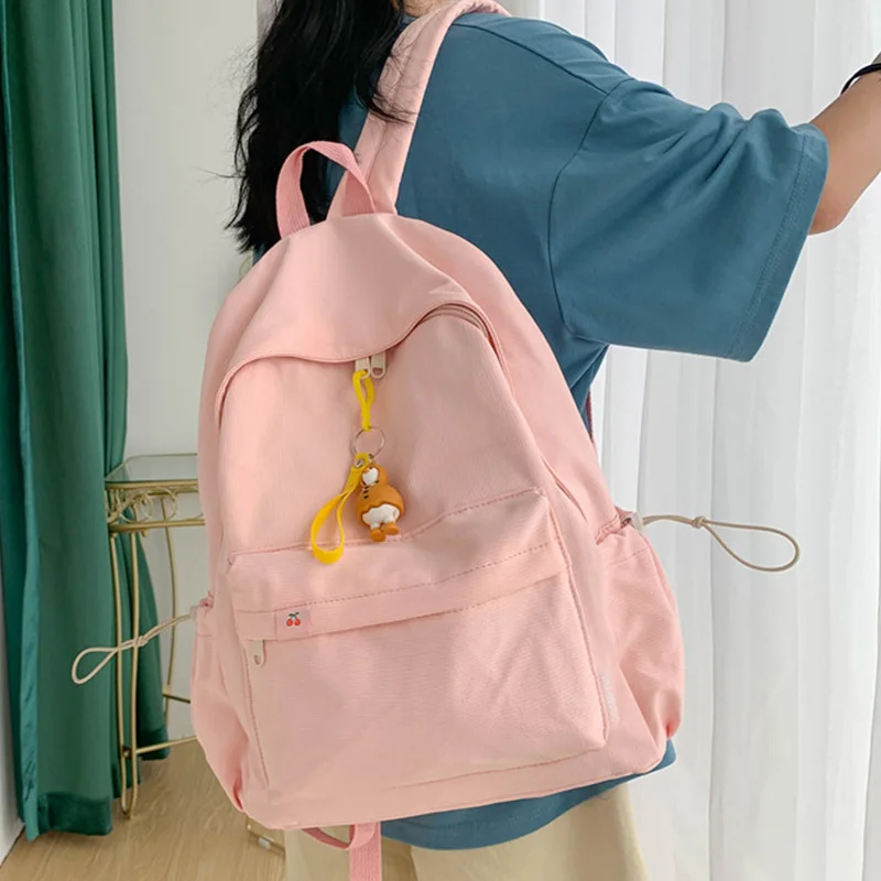 

EST Candy color Solid Teenage Girls High School Book Backpack Bag Travel 2021 Kawaii Women Back Pack Female Shoulders Casual Bag
