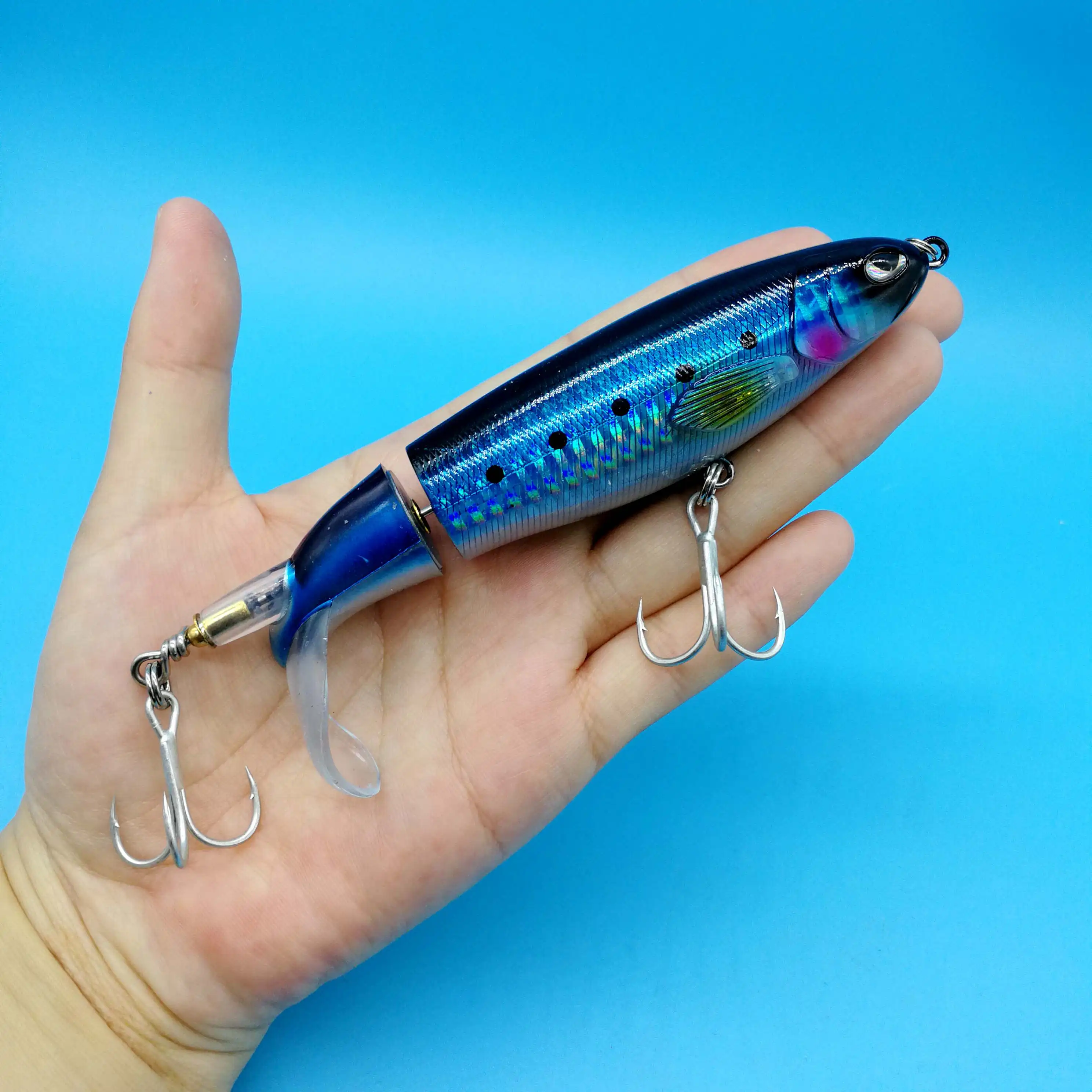 

HOOFISH 5PCS/LOT 35g/130mm Big Topwater Fishing Lure 8Colors Isca Artificial Bait Hard Soft Rotating Tail Fishing Tackle