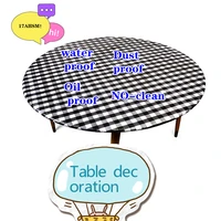 17ahsm elastic edged waterproof and oil proof %e2%80%8bplaid table cover home party kitchen decoration %e2%80%8bfresh checkered tablecloth
