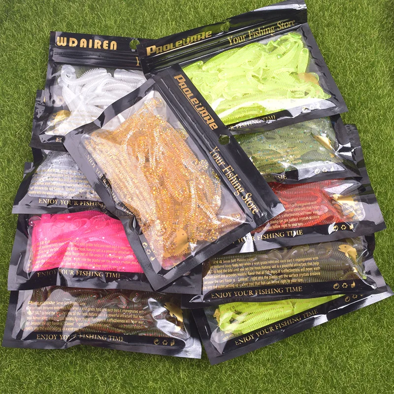 

Proleurre jig Wobblers Worm Soft Bait 50mm 0.8g Fishing Lures Artificial Silicone T tail Soft Tail Baits Plastic Maggot Swimbait