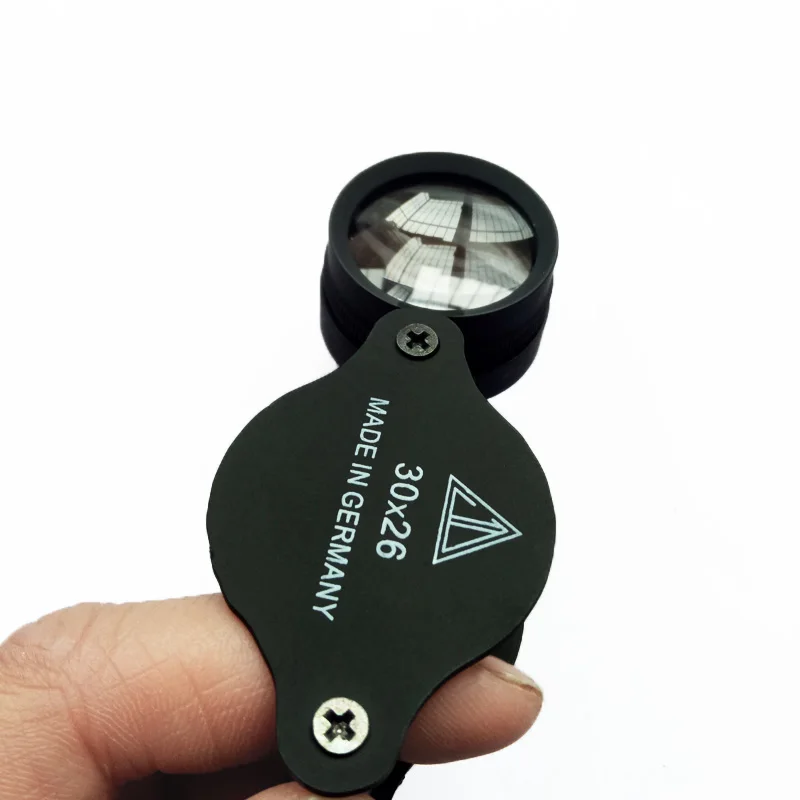 

Double Optical Glass Lens Magnification 30x Folding Jewel Loupe Identifying Helping Magnifying Glass Portable Jewelry Magnifier