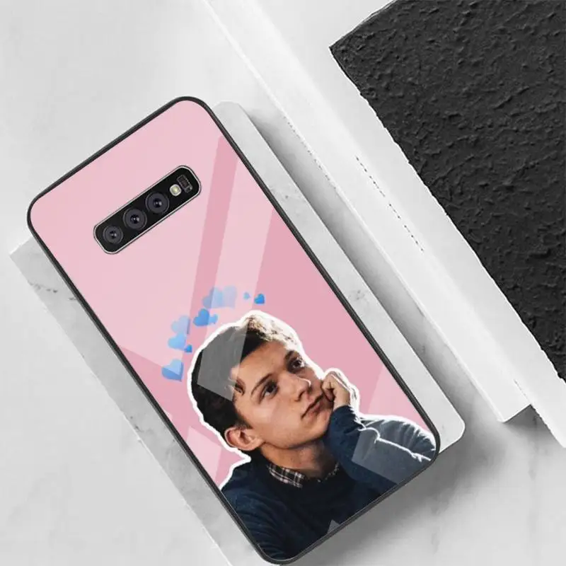 

Tom Holland Spiderman Phone Case For Galaxy Tempered Glass Cases Apply To S10 S9 S8 S7 S6edge Plus TPU Cover