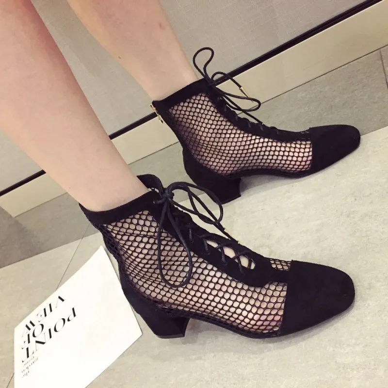 Пикантные сандалии-гладиаторы Дамская обувь черный цвет женские ботинки