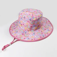 summer hat girl sun beach wide brim string caps pink rainbow uv protection outdoor accessory for baby toddlers swimming