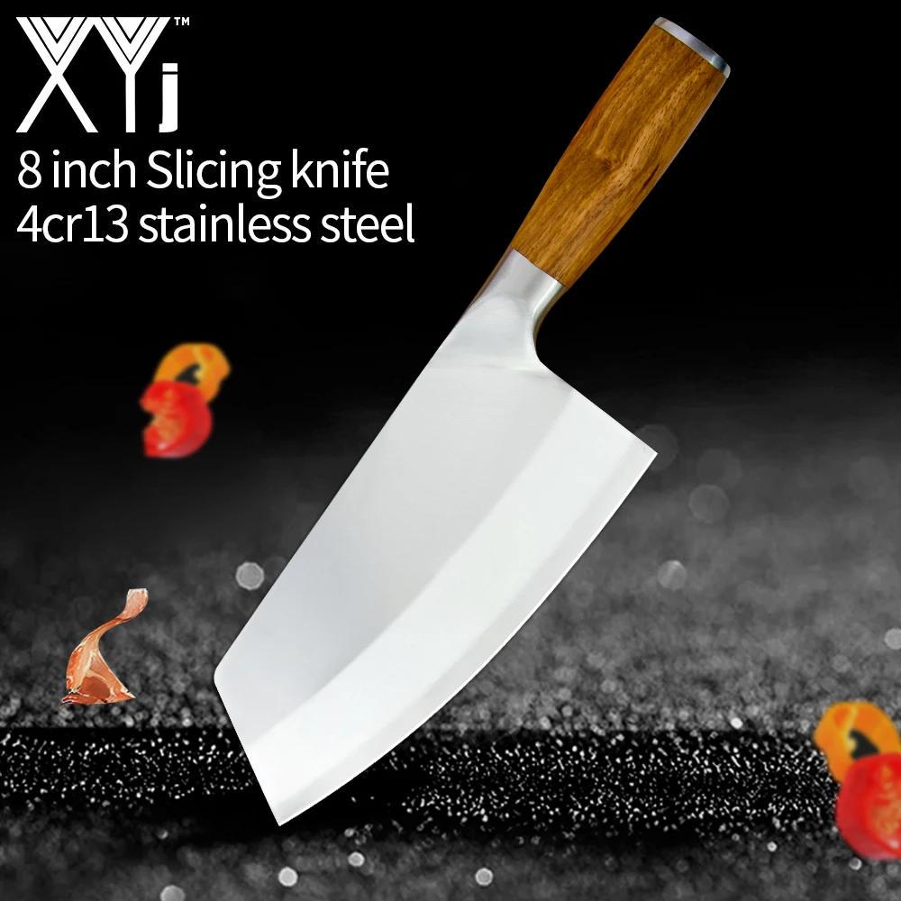 XYj 8 дюймов китайский мясника Кухня Ножи 4cr13 Нержавеющая сталь столовые приборы