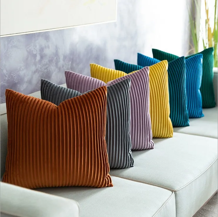 Бархатная наволочка с вышивкой в полоску 30 х50 см|Наволочки| |