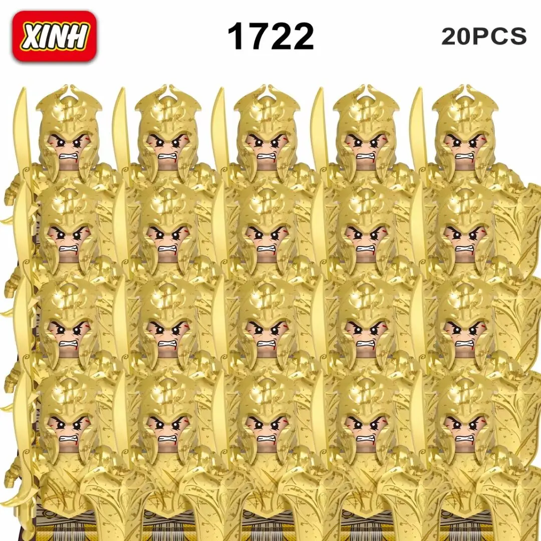 20pcs Building Blocks Spartan Soldier Knights In Ancient Rome Miniature Statues Weapons Figures For Children Toys Head X0315 | Игрушки и