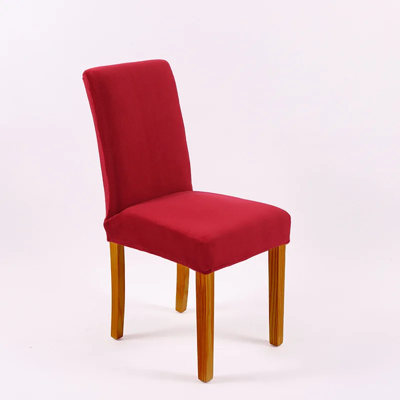 

High-Grade Solid Color Plush Thickening Home Wedding Decoration Chair Cover Elastic Hotel Dining Room Office Chair Slipcover