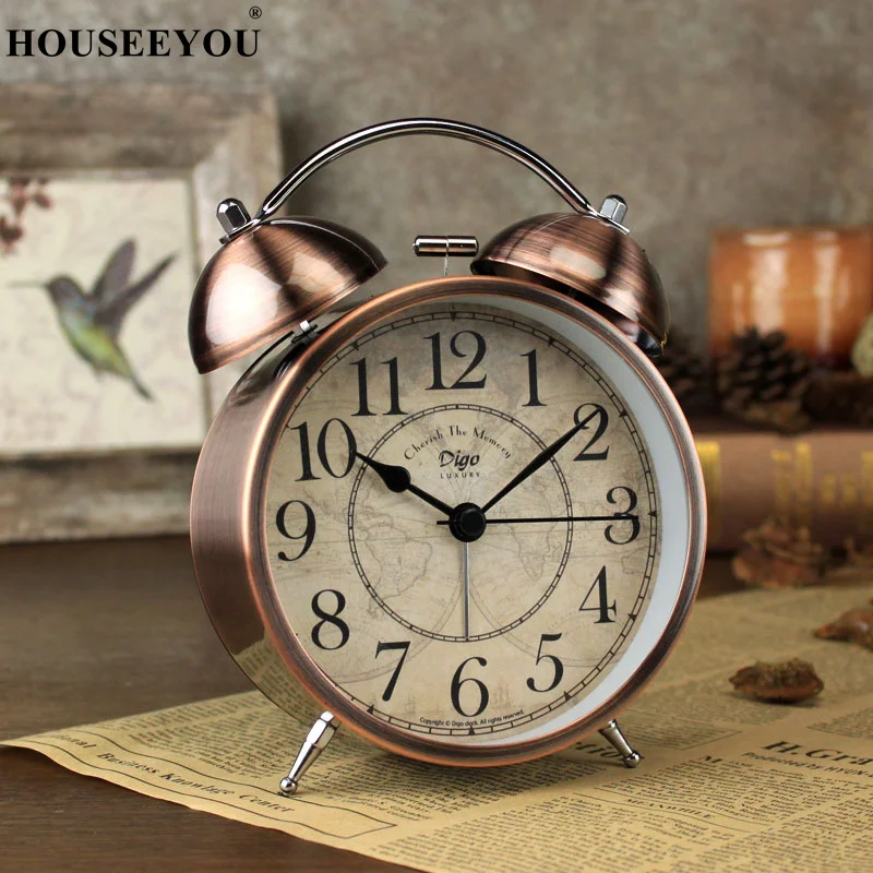 Retro Classic Silent Alarm Clock Bedside Timer Quartz Watch Analog Wall Home Bedroom Decoration Crafts Ornaments | Дом и сад