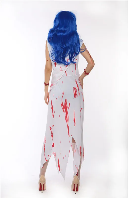 

Popular Adults Halloween Clothing Cosplay Scary Ghost Zombie Corpse Bride Sleeveless Bloody Costume Dress For Women