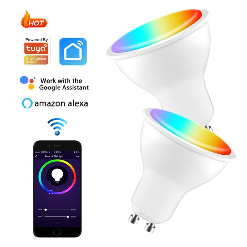 

4W RGBCW Wifi GU10 LED Light Bulb Spotlight For Tuya smart life APP 85-265V Voice Control Work with Alexa Google Home