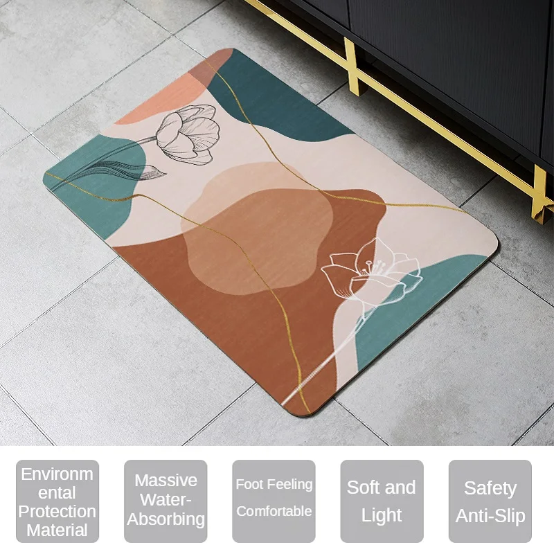 nano diatom mud soft mat diatomite absorbent foot mat quick drying household bathroom bathroom non slip mat door mat free global shipping