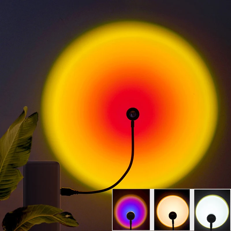 

Zonsondergang Lamp USB rainbow atmosphere night light home decoration projector coffee shop wall decoration lighting background