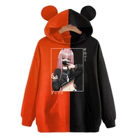 anime darling in the franxx zero two patchwork hoodies harajuku casual streetwear graphic sweatshirts women anime hoodie clothes
