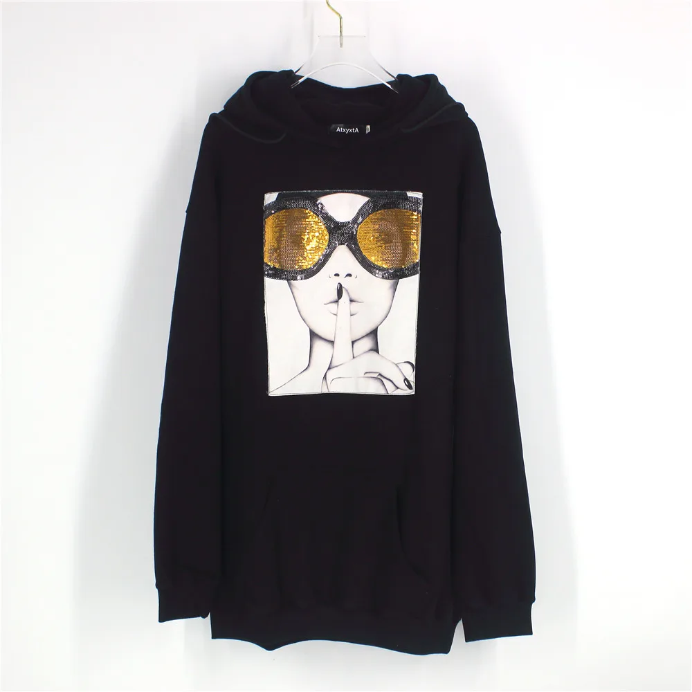 

Oversized Hoodie Women's Sweatshirt Korean clothing Black Now united Gothic style Winter