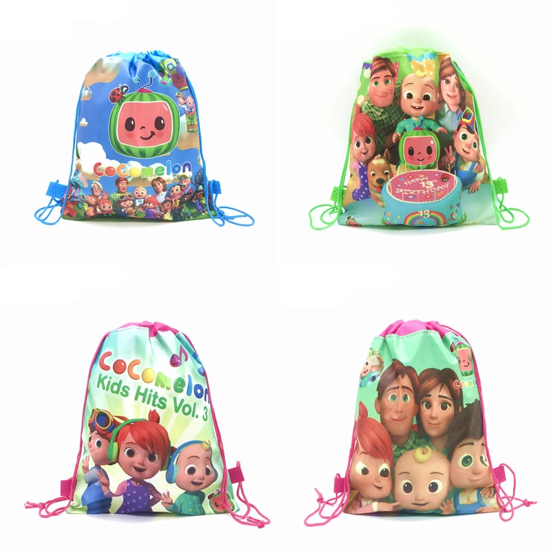 

16/24/50PCS High Quality coco JJ Theme Non-Woven Fabrics Drawstring Backpack For Kids Birthday Party Favor Gift Bags 36*28CM