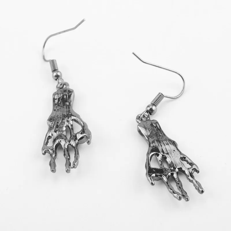 

Skull Hand Earrings Funny Rhinestone Skeleton Bone Earring for Women Men Halloween Accessories Party Jewelry Female