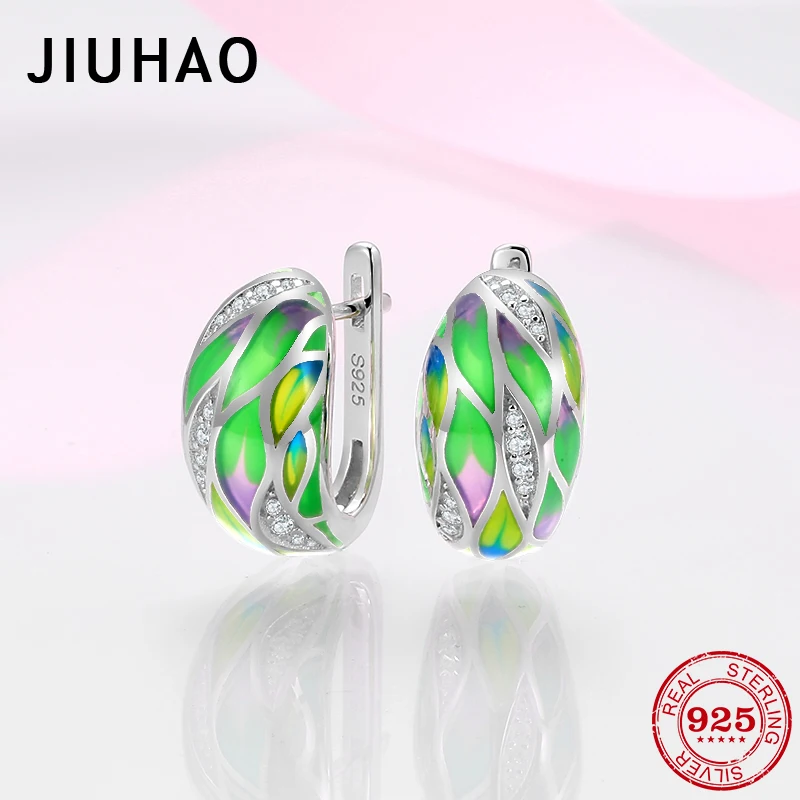 Популярные серьги из стерлингового серебра 925 пробы для женщин зеленые