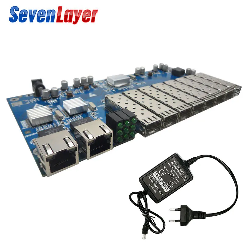 Gigabit Ethernet волоконно-оптический коммутатор 8 SFP solt 2 RJ45 PCBA плата медиаконвертер 10/100/1000 м utp 8 Порт 1,25G SFP