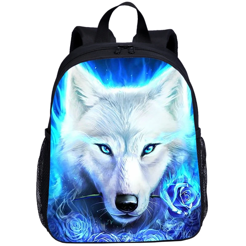 

New 2020 Blue Wolf Backpack Children Bags Toddler Boys Animal School Backapck Kids Casual Book Bag Small Travel Mochila Infantil