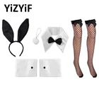 Сексуальный костюм кролика уши оголовье воротник галстук-бабочка манжеты хвост перчатки чулки для Хэллоуина Рождественская вечеринка Аксессуары для косплея