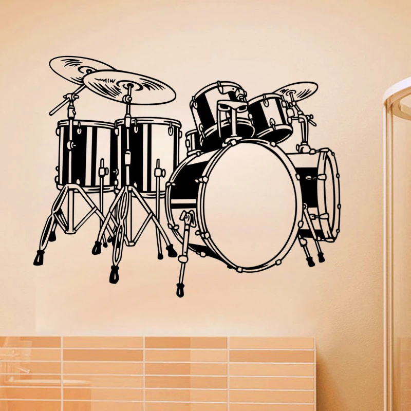 

Drum Set Wall Sticker Musical Instruments Wall Decal Kids Children Room Decoration Removable Art Vinyl Murals