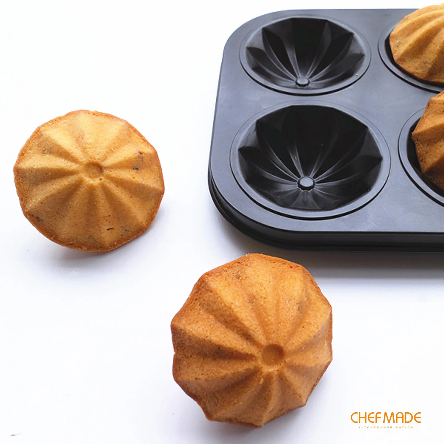 

CHEFMADE Madeleine Mold Cake Pan,6-Cavity Non-Stick Diamond Shape Bakeware,FDA Approved for Oven Baking