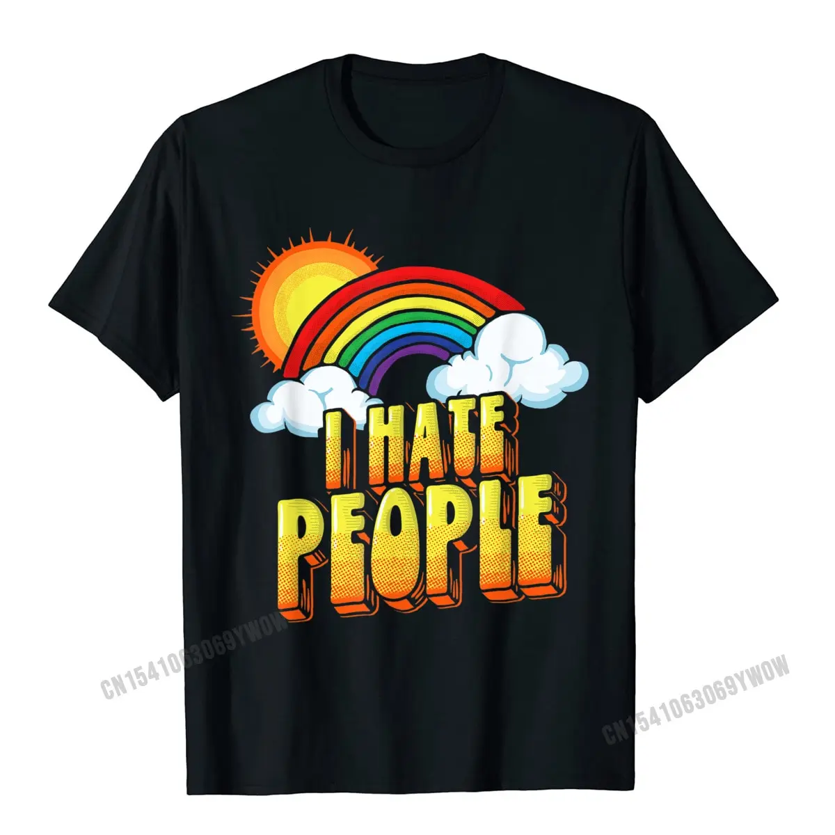 ICH Hasse Menschen Lustige Antisocial Vintage Regenbogen T-Shirt Camisas Männer Drucken Tops Tees Vorherrschende Baumwolle männer T Shirt