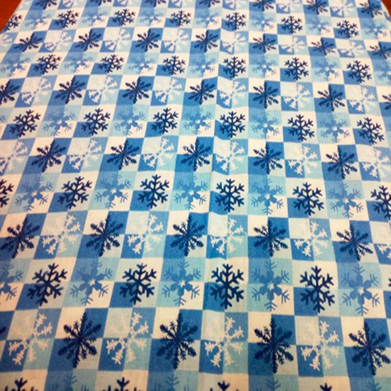 Brand New Design Christmas Blue Snowflakes Printing and Dyeing 100% Cotton Fabric 50x105cm X'mas Patchwork Cloth Dress Ho | Дом и сад