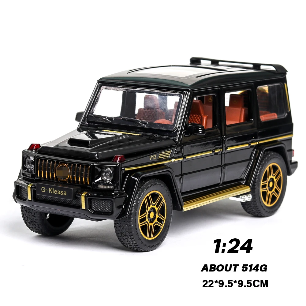 

1:24 Diecast Toy Car Model Metal Toy Vehicle Wheels G65 High Simulation Sound And Light Pull Back Car Collection Kids Toys Gift