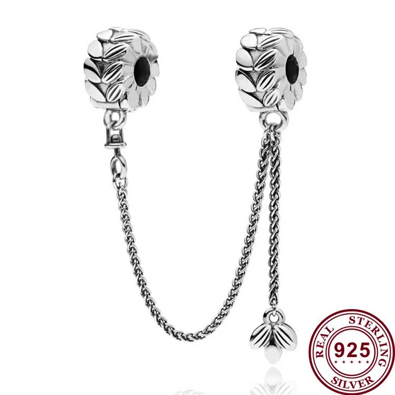 

100% 925 Sterling Silver Silver Wheat Ear Safety Chain Fit Pandora Women Bracelet & Necklace Diy Jewelry
