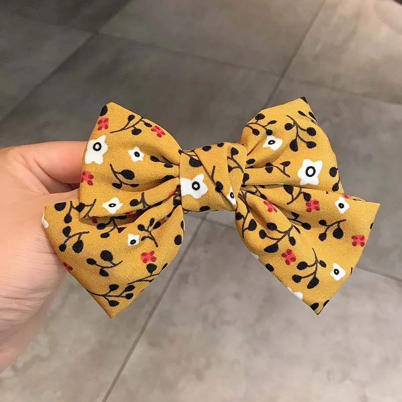 

Floral Printing Big Bow Hair Clip Sweet Headwear Barrette Hairpins Duckbill Clip 2021 Fashion Hair Accessories for Women Girls