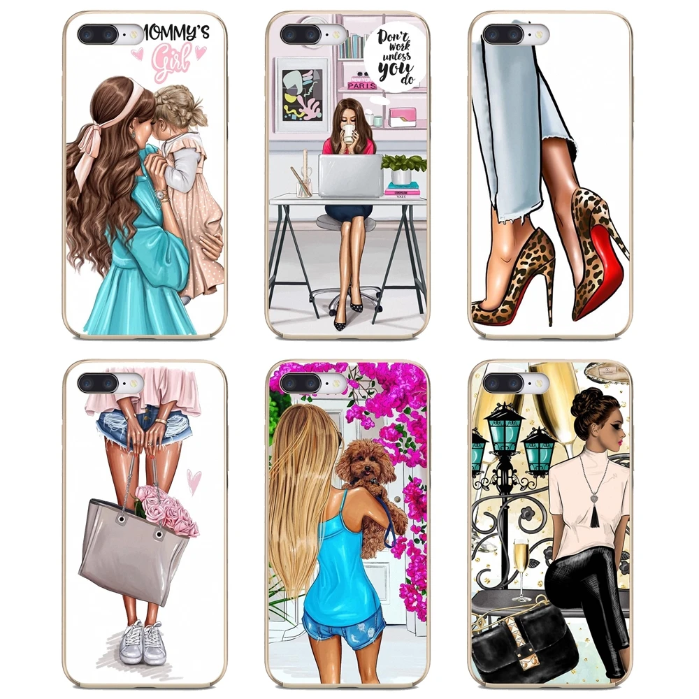 

For Apple iPhone 10 11 12 Pro Mini 4S 5S SE 5C 6 6S 7 8 X XR XS Plus Max 2020 Brown-Hair-Baby-Girl-Christmas-Tree Phone Cover