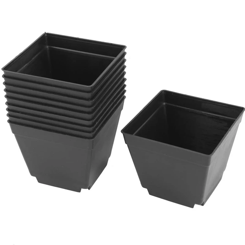 

30 Pack 4Inch Black Square Plastic Plant Pots,Seedling Nursery Transplanting Planter Container for Garden